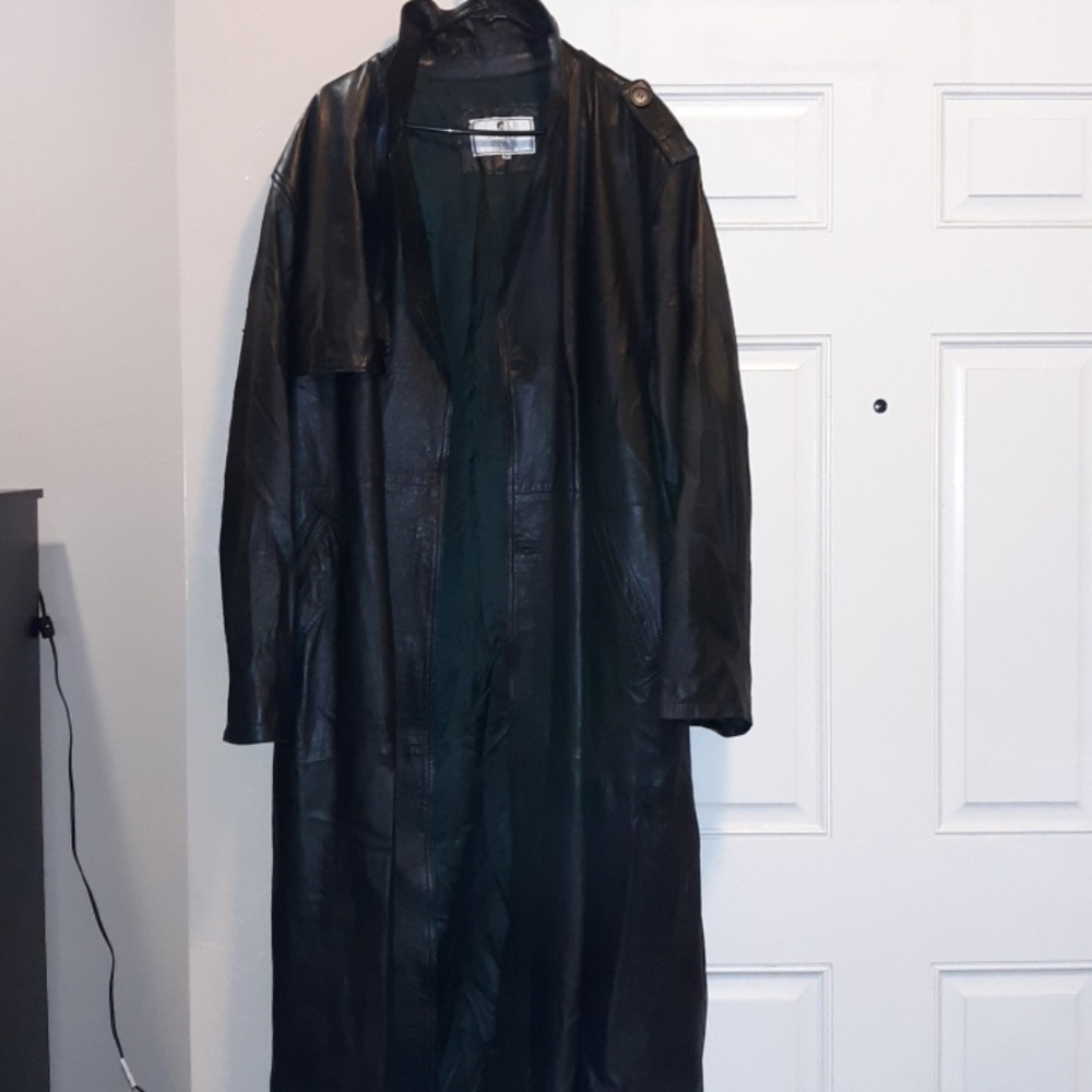 Black leather trenchcoat